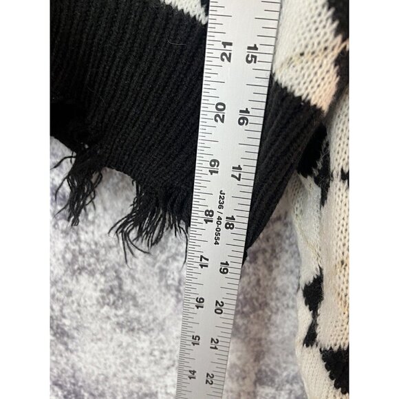 Just Polly New York Knit Argyle Cropped Fringe Sweater Women's Juniors Medium - Picture 6 of 8